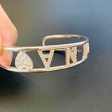 Adjustable Name Bracelet With Heart Cuff