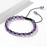 Adjustable Stone Beads Bracelet Amethysts Citrines Braided Rope Bangle