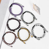 Adjustable Stone Beads Bracelet Amethysts Citrines Braided Rope Bangle