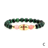 Adjustable Stone Beads Bracelet with Oval Charm Pendant