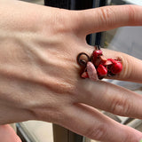 Adjustable Stone Ring - Pearl Aqua Coral