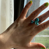 Adjustable Stone Ring - Pearl Aqua Coral