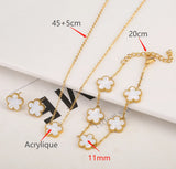 Adjustable Stainless Steel 316L Plant Flower Bracelet With Clover