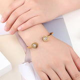 Adjustable Cuff Bracelet Roman Letters Crystal Jewelry