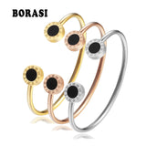 Adjustable Stainless Steel Cuff Bracelet Letters Resin Jewelry