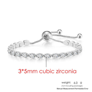 Adjustable Oval Crystal Tennis Bracelet Zirconia Chain On Hand H202