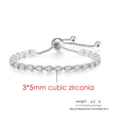 Adjustable Oval Crystal Tennis Bracelet Zirconia Chain On Hand H202