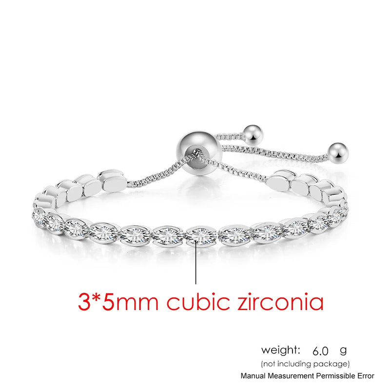 Adjustable Oval Tennis Bracelet for Women