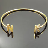 Adjustable Custom Name Bracelet Initials Letter Zircon Bling Crystal Jewelry