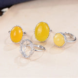 Adjustable Silver Ring Blank - Round or Oval Blank