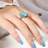 Adjustable Oval Cabochon Ring Setting Plated 925 Silver