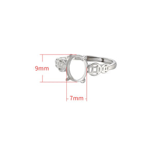 Adjustable Oval Cabochon Ring Setting Plated 925 Silver