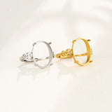 Adjustable Oval Cabochon Ring Setting Plated 925 Silver