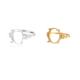 Adjustable Oval Cabochon Ring Setting Plated 925 Silver