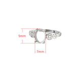 Adjustable Oval Cabochon Ring Setting Plated 925 Silver