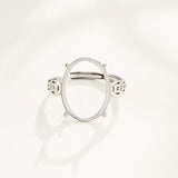 Adjustable Oval Cabochon Ring Setting Plated 925 Silver