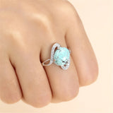 Adjustable Ring Blank for Cabochons, 925 Silver Zircon Setting