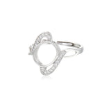 Adjustable Ring Blank for Cabochons, 925 Silver Zircon Setting