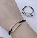 Adjustable Sterling Silver Rope Bracelet with Zircon Pendant