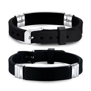 Adjustable Silicone Bracelet with Stainless Steel ID for Engraving