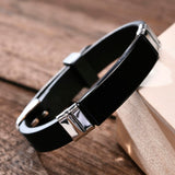 Adjustable Silicone Bracelet with Stainless Steel ID for Engraving