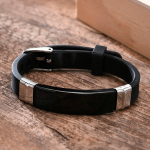 Adjustable Silicone Bracelet with Stainless Steel ID for Engraving