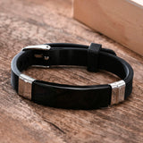 Adjustable Silicone Bracelet with Stainless Steel ID for Engraving