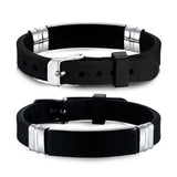 Adjustable Silicone Bracelet with Stainless Steel ID for Engraving