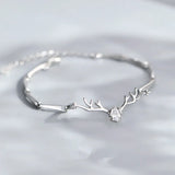 Adjustable Silver Crystal Deer Charm Bracelet for Christmas Party