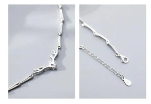 Adjustable Silver Crystal Deer Charm Bracelet for Christmas Party