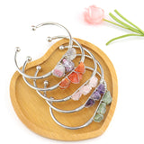 Adjustable Silver Bangle Copper Wire Wrap Stone Crystal Bracelet