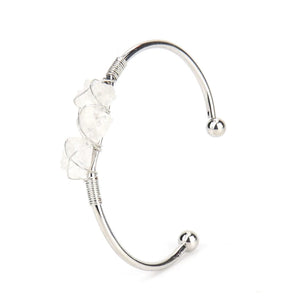 Adjustable Silver Bangle Copper Wire Wrap Stone Crystal Bracelet