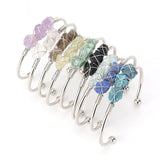 Adjustable Silver Bangle Copper Wire Wrap Stone Crystal Bracelet