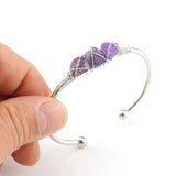 Adjustable Silver Bangle Copper Wire Wrap Stone Crystal Bracelet