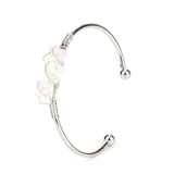 Adjustable Silver Bangle Copper Wire Wrap Stone Crystal Bracelet