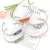Adjustable Silver Bangle Copper Wire Wrap Stone Crystal Bracelet
