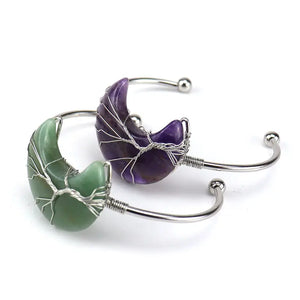 Silver Wire Wrap Stone MoonTree of Life Bracelet