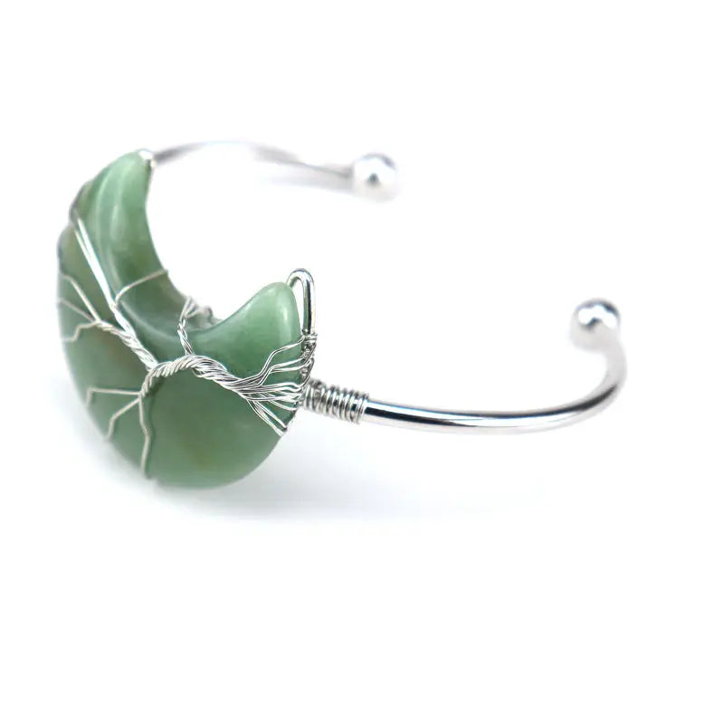 Silver Wire Wrap Stone MoonTree of Life Bracelet
