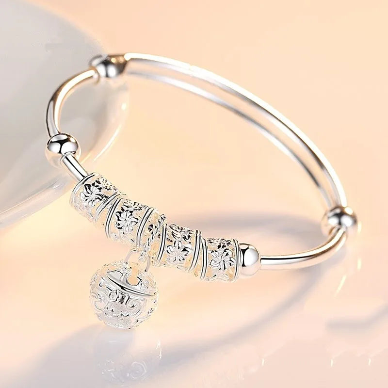 Adjustable Silver Plated Ball Charm Bracelet For Women
