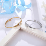Adjustable Cable Twist Bangle with Zircon - Women's Wedding Gift