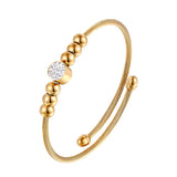 Adjustable Cable Twist Bangle with Zircon - Women's Wedding Gift