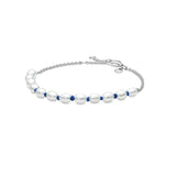 Adjustable 925 Silver Tennis Bracelet Freshwater Shell Pearl Cord Chain