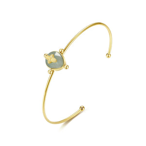 Adjustable Stainless Steel Natural Stone Bangles For Women