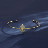 Adjustable Stainless Steel Natural Stone Bangles For Women
