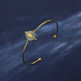Adjustable Stainless Steel Natural Stone Bangles For Women