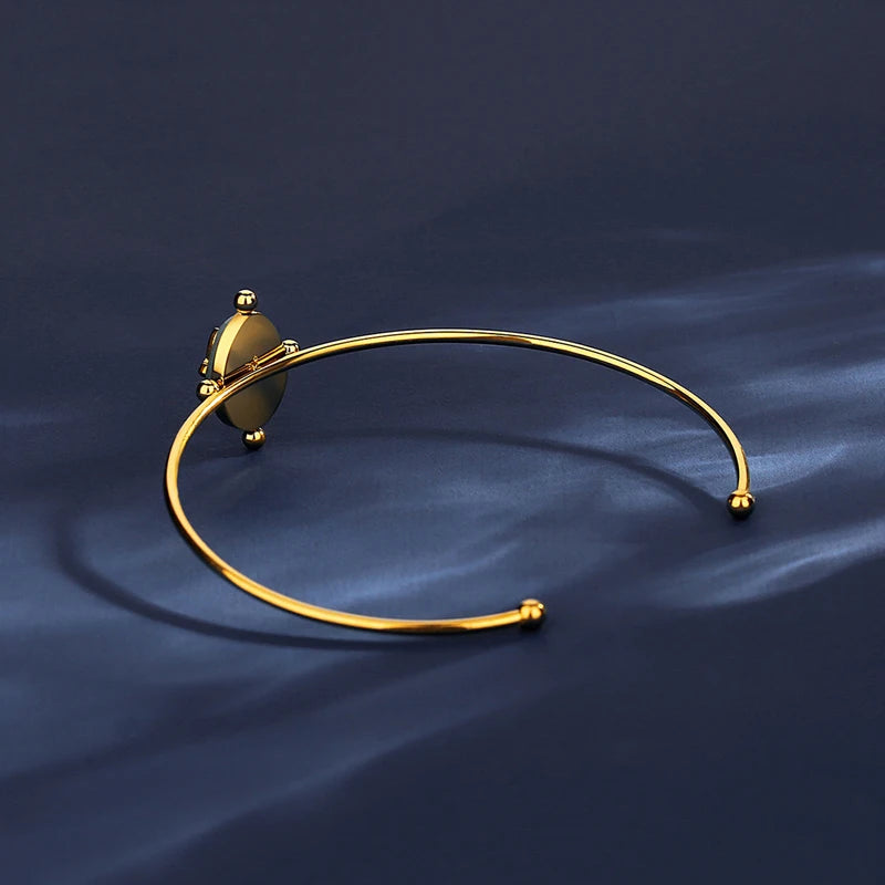 Adjustable Stainless Steel Natural Stone Bangles For Women
