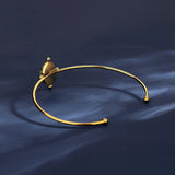 Adjustable Stainless Steel Natural Stone Bangles For Women