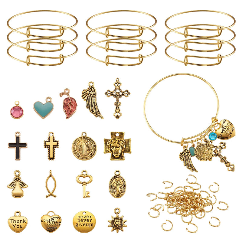 Adjustable Steel Bangle DIY Bracelet Jewelry Making Kit