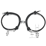 Adjustable Steel Magnet Bracelet Personalized Engrave Name Couples