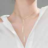 Adjustable Stainless Steel Necklace Geometric Triangle Tassels Pendant
